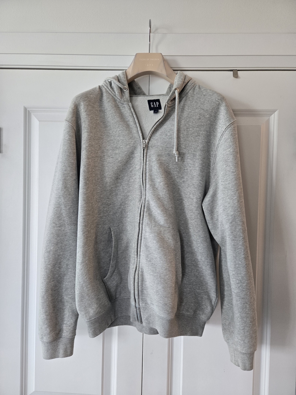 GAP Men's Heather Light Gray Full-Zip Hoodie